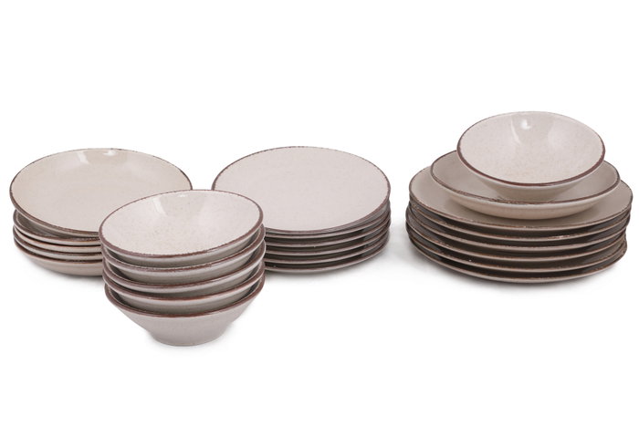 Hermia CXEO24Y2730P02 Vajilla de Porcelana 24 Piezas Color Canela Apta Lavavajillas Microondas